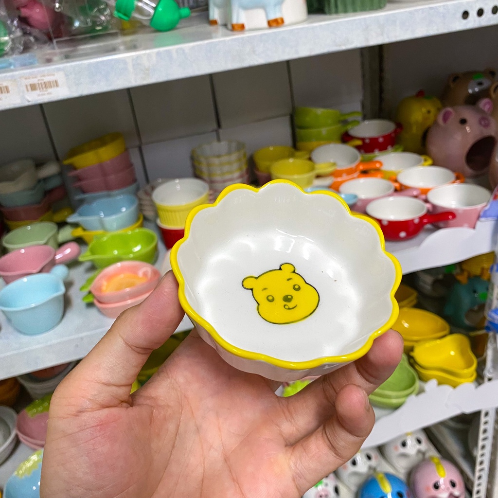 Chén ăn sứ TRÒN HOẠT HÌNH dễ thương cho hamster, sóc, bọ, nhím, thú nhỏ