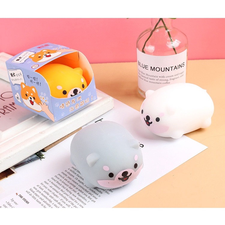 Squishy Mochi hình CHÓ SHIBA 3 màu đồ chơi bóp tay mềm mịn dễ thương chân thực giảm stress co dãn đàn hồi ngộ