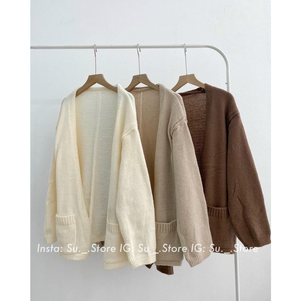 Áo Khoác Len Cardigan Choàng Mỏng 2 Túi Vuông Tay Dài | Bé Tiu Clothing