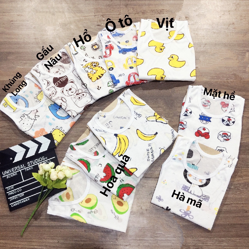 Bộ quần áo trẻ em ba lỗ chất cotton thông hơi QATE495 cho bé sơ sinh đến 16kg | BigBuy360 - bigbuy360.vn