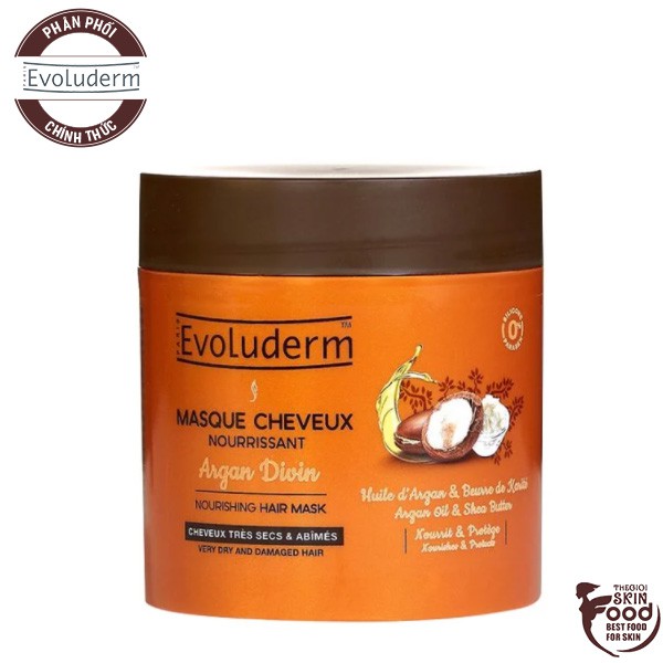 [500ml] Kem Ủ Tóc Dành Cho Tóc Khô Xơ, Hư Tổn Evoluderm Argan Divin Nourishing Hair Mask