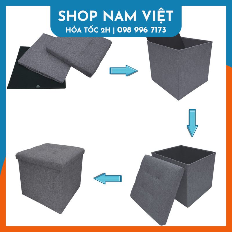 Hộp đôn ghế ngồi Mai Anh House - ghế đôn đa năng vuông chất liệu vải Oxford cao cấp