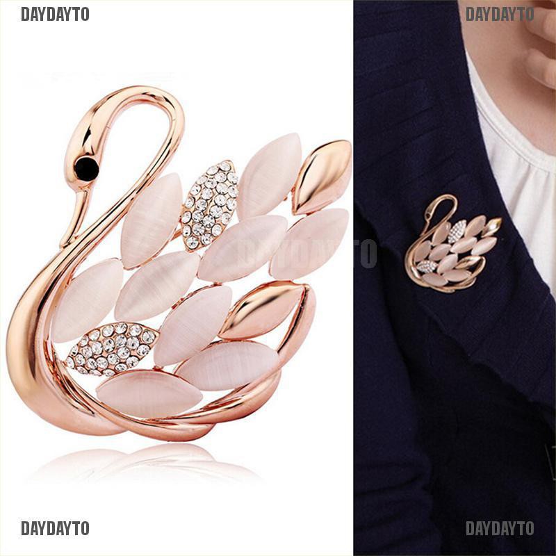 Ghim Cài Áo Hình Thiên Nga Đính Đá Pha Lê Thanh Lịch