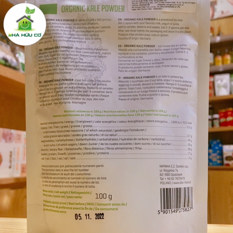 Bột cải xoăn kale hữu cơ Diet Food 100g - món quà sức khỏe - Organic Kale Powder - Date: 5/11/2022 - Nhà hữu cơ