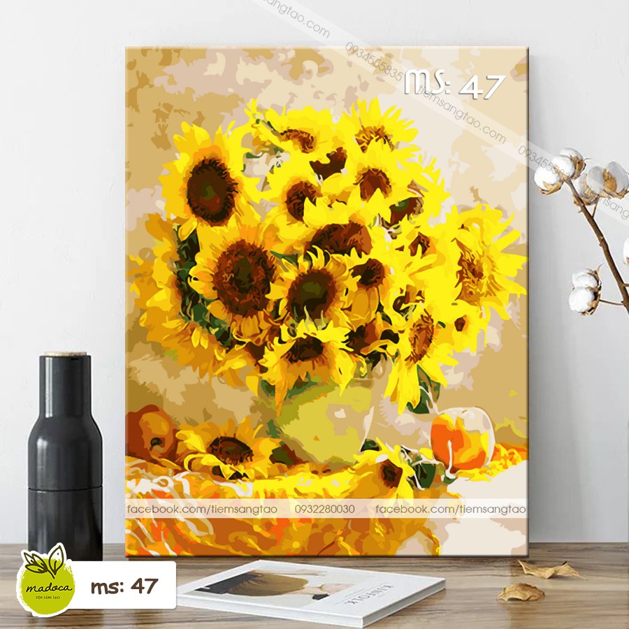 Tranh tô màu 40x50cm có khung hướng dương rực rỡ T47
