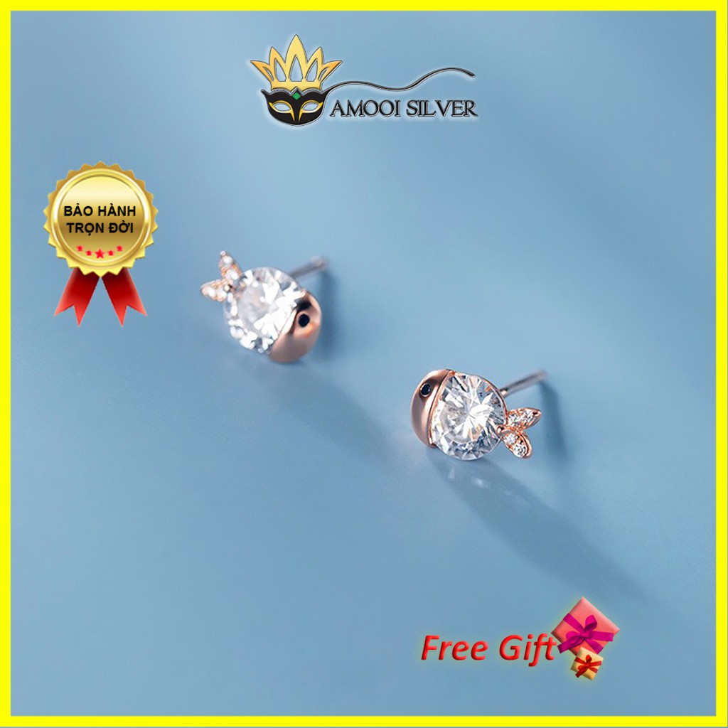 Bông tai bạc S925 con cá đá CZ - Amooi Silver AB151