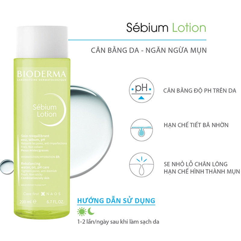 Toner Bioderma Dung Dịch Cân Bằng Da Bioderma Sebium Lotion 200ml - Khongcoson