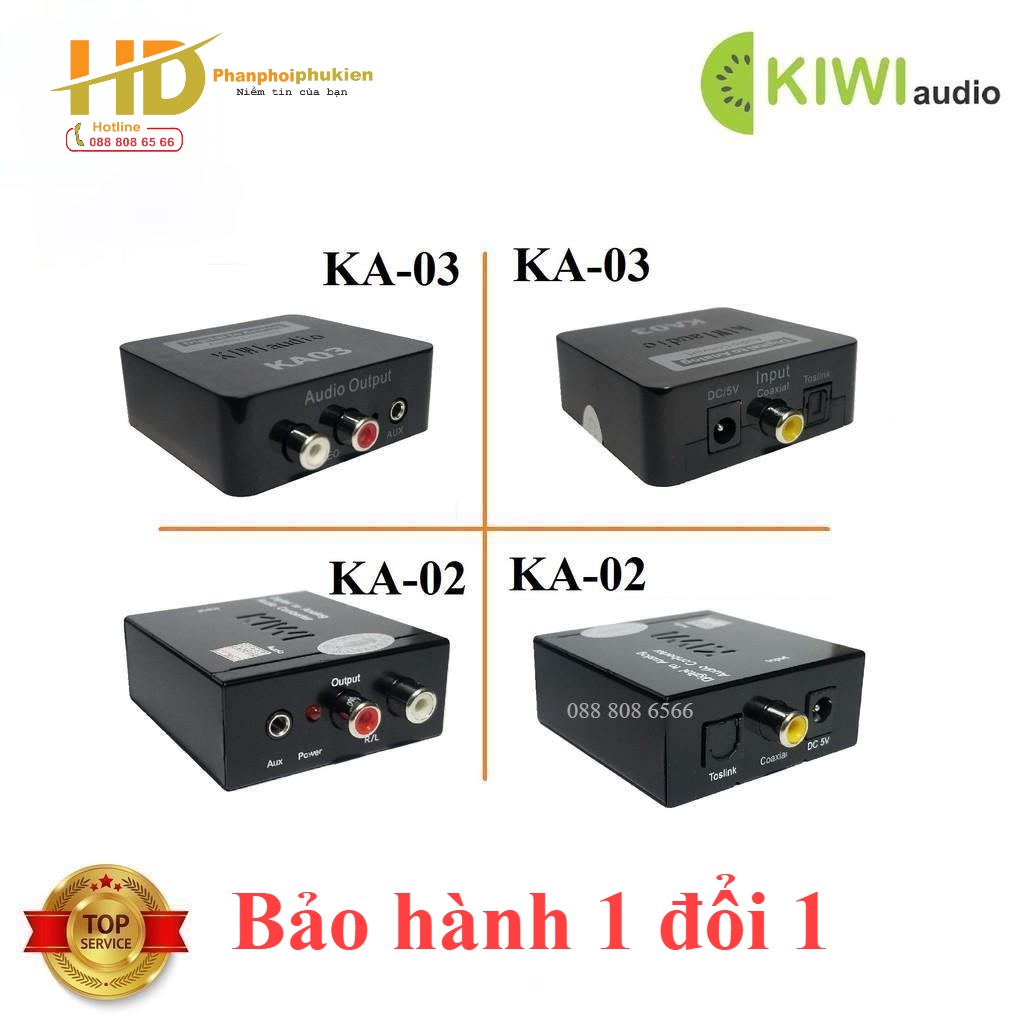 Bộ chuyển đổi âm thanh, Bộ chuyển đổi quang học DIGITAL TO ANALOG (L/R) KA-02 - Bảo hành 1 đổi 1 - Hàng Loại tốt