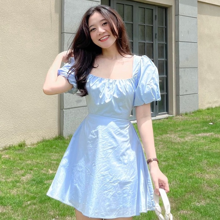 Đầm MERIKA - Đầm cổ vuông tay bồng cut out eo