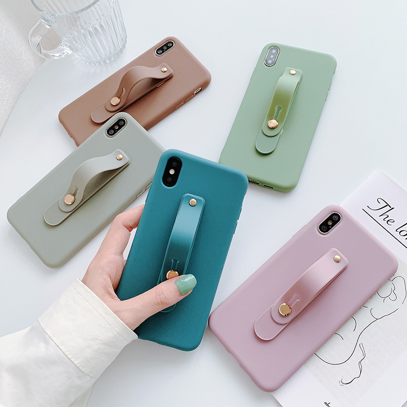 Ốp lưng Samsung J8 J7 J6 J6+ J5 J4 J4+ J2 Note 9 8 Plus Pro Prime 2018 Candy solid color Soft Case Cover+Wristband