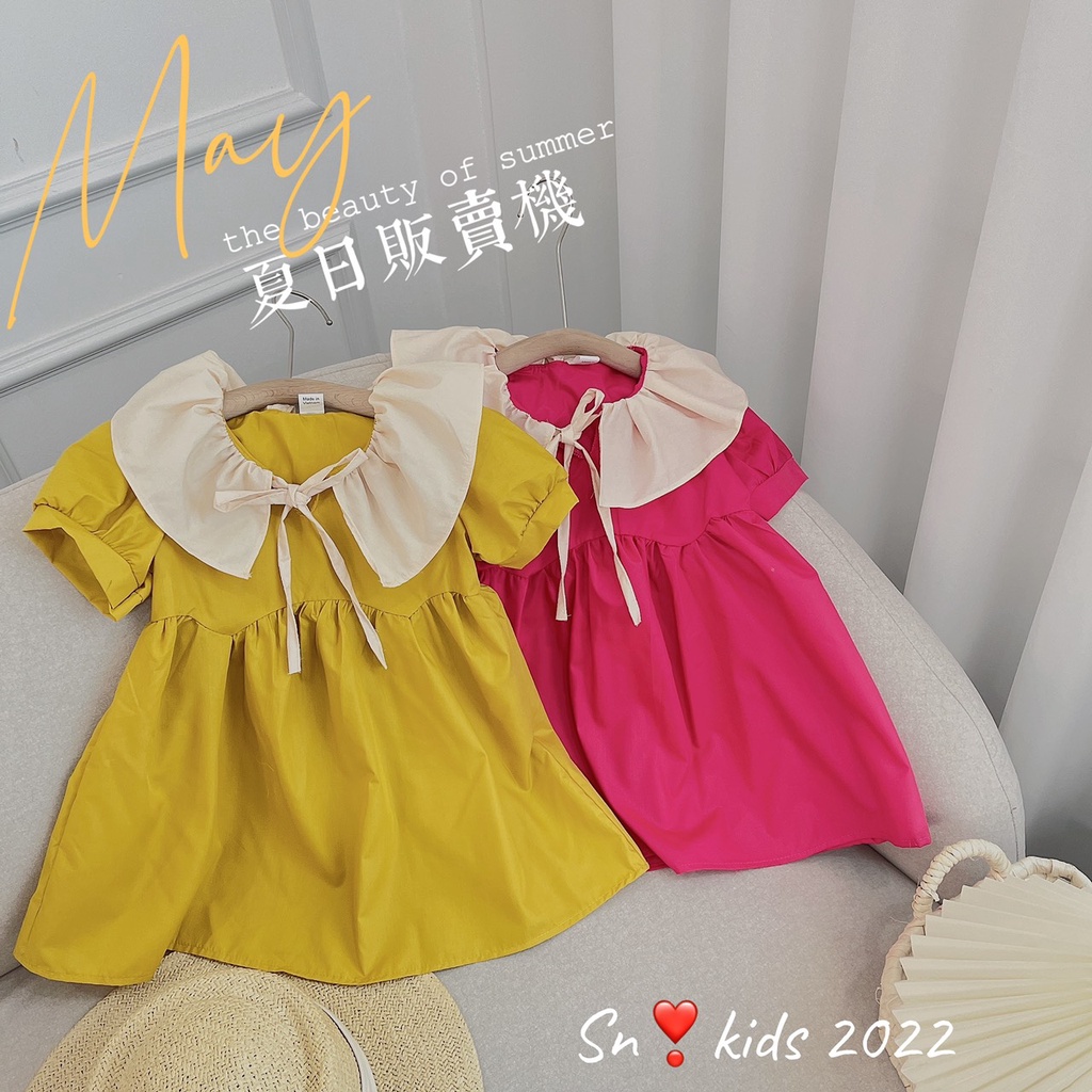 Váy Đầm BabyDoll Cổ Bèo Xinh Cho Bé Gái_umeekids