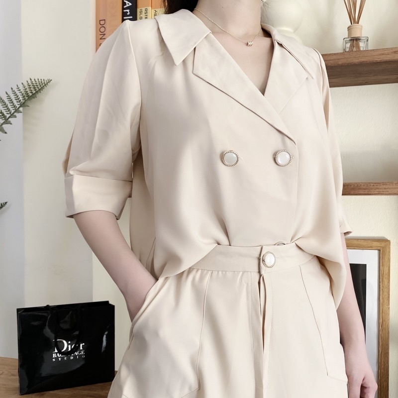 Set vest hè thu Hàn Quốc chất liệu cotton lụa cao cấp