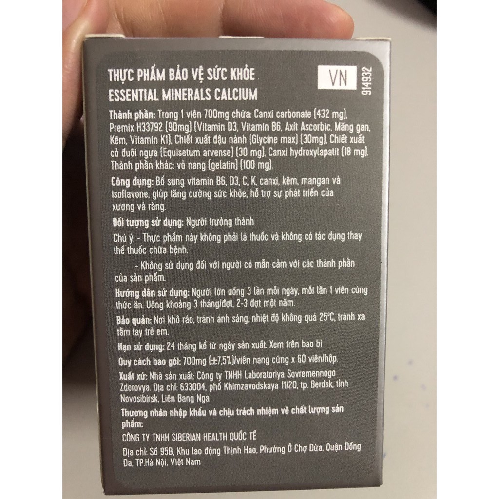 Viên uống bổ sung Canxi Essential Minerals Calcium hỗ trợ phục hồi xương khớp Siberian Wellness Siberi Nga 60v | Thế Giới Skin Care