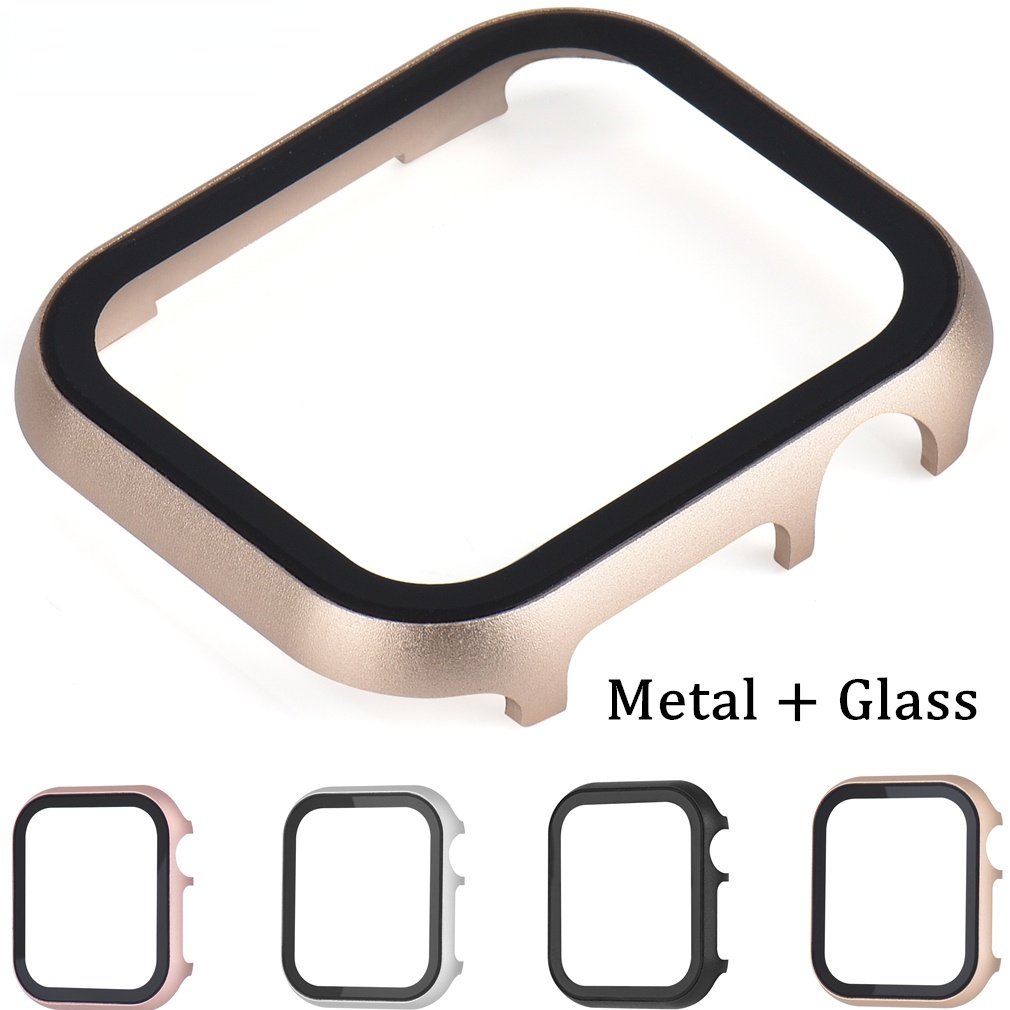 Ốp Nhôm + KíNh CườNg LựC BảO Vệ MàN HìNh ĐồNg Hồ Apple Watch 4 3 2 7 41MM 42MM 45MM iWatch 5 44MM 40MM