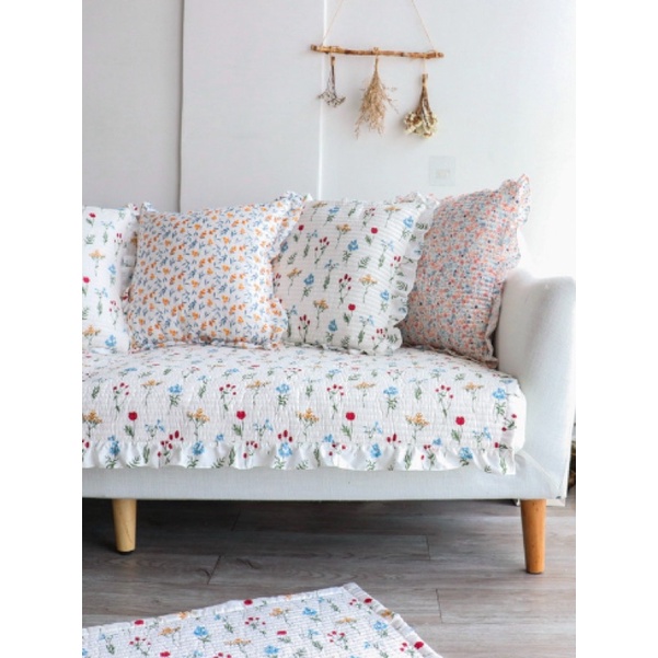Thảm vải cotton quilt trải phủ sofa có chống trượt