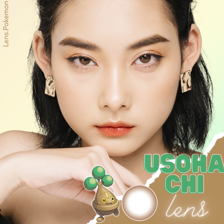 Kính áp tròng màu nâu hạt dẻ USOHACHI -BROWN, Lens giãn nhẹ  DIA 14.0 mm , made in Korea
