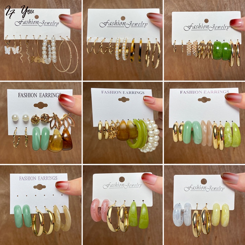 Set khuyên tai AY nhiều mẫu tùy chọn thời trang thanh lịch nữ tính