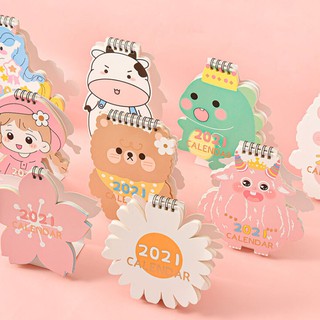 Lịch Để Bàn 2021 Lò Xo Hoạ Tiết Dễ Thương