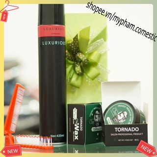 [CHÍNH HÃNg] Combo sáp vuốt tóc nam siêu thơm Tornado sx Đức + tặng lược