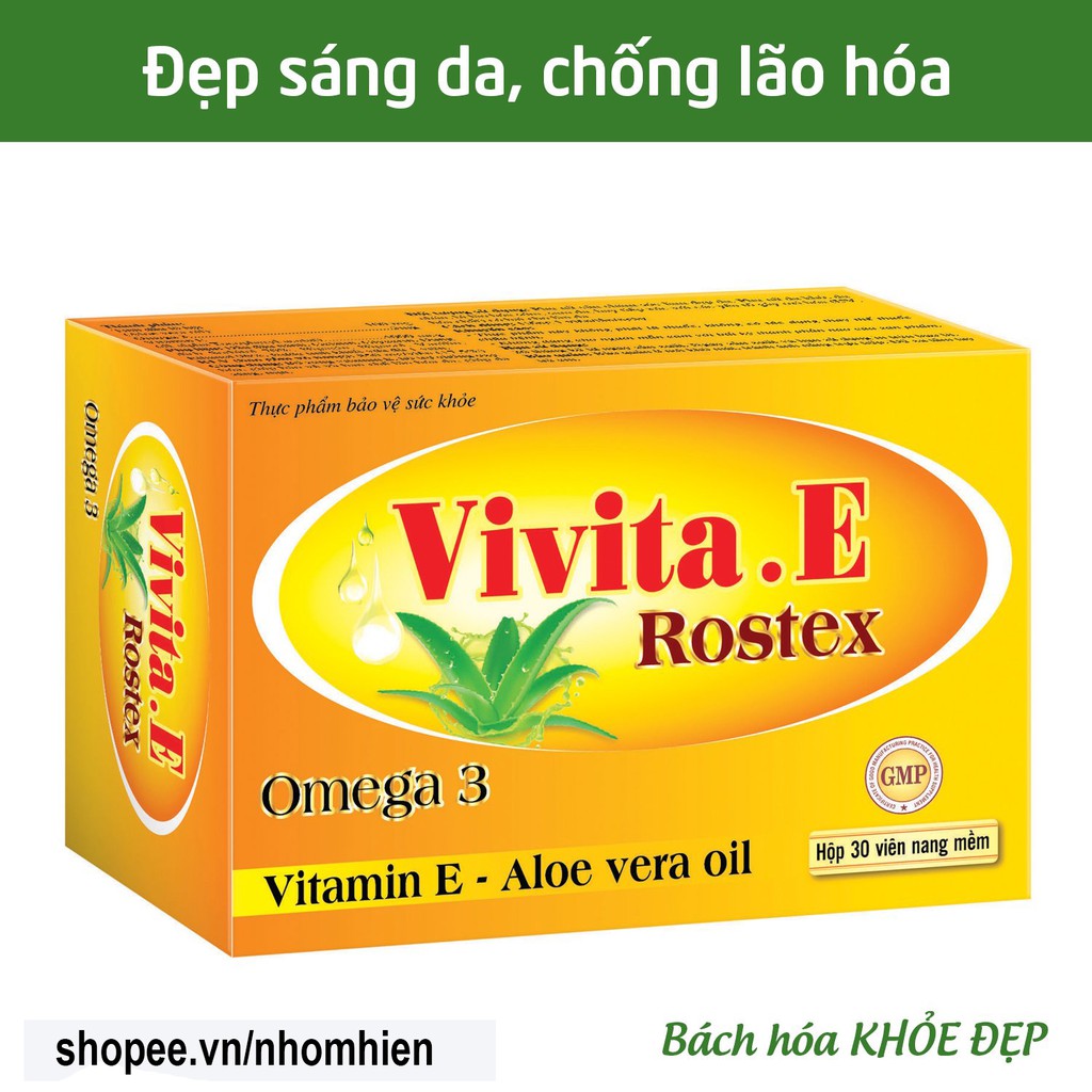 Viên uống đẹp da Vitamin E Omega 3 chống lão hóa, ngừa nếp nhăn, sáng hồng da - Hộp 30 viên dùng 1 tháng