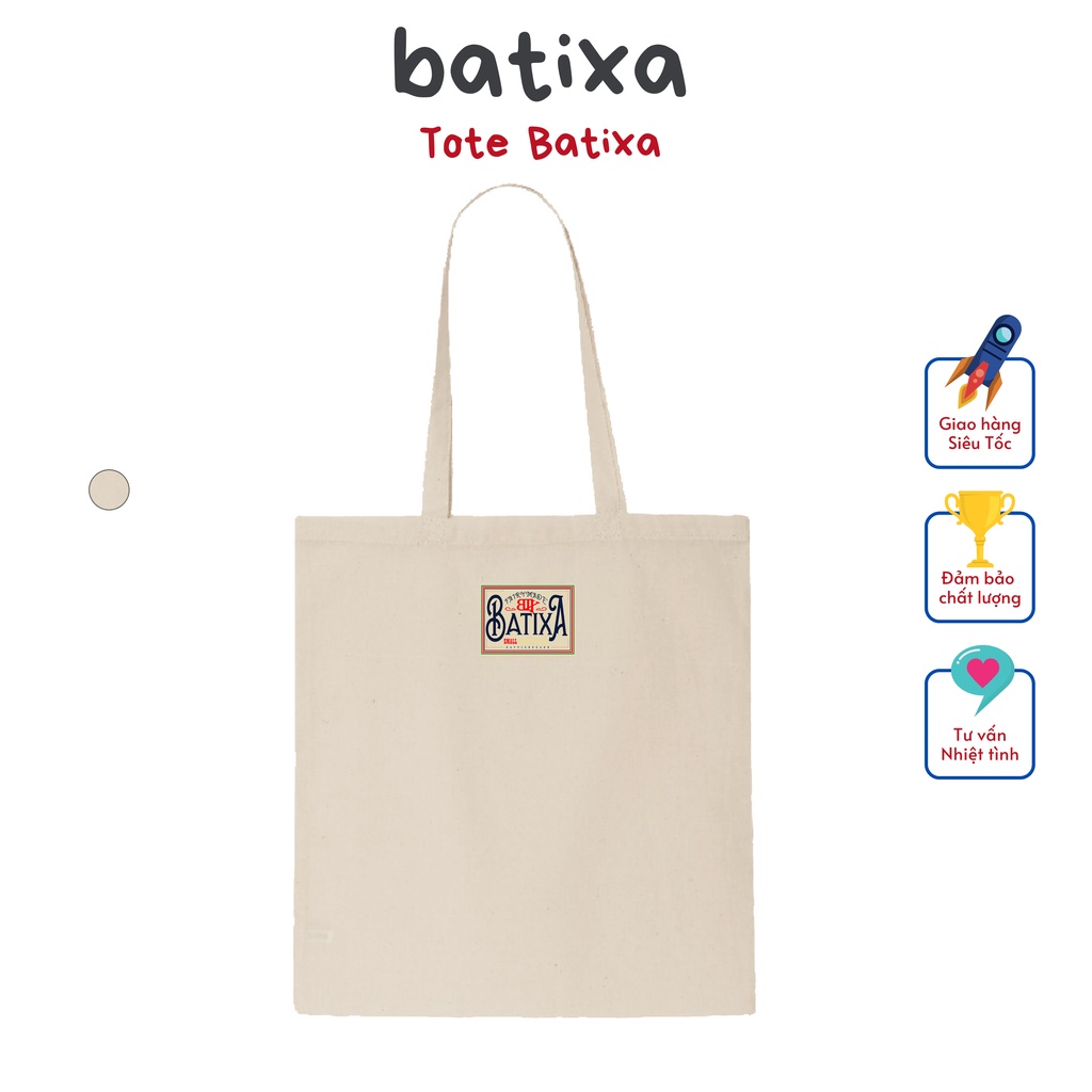 Túi Tote Vải Canvas Đi Học Đi Chơi Phong Cách Hàn Quốc Có Khóa Miệng Thời Trang Ulzzang Local Brand Chính Hãng BATIXA