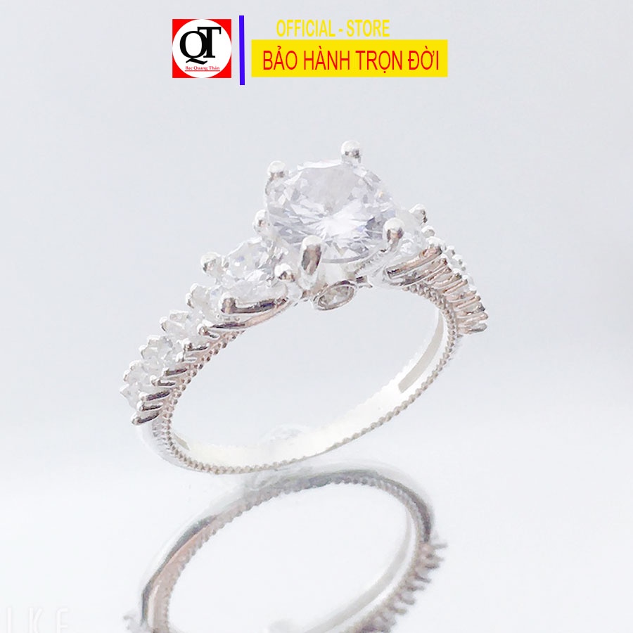 Nhẫn nữ thời trang chất liệu bạc ta đính đá cobic trắng sáng trang sức Bạc Quang Thản – QTNU79