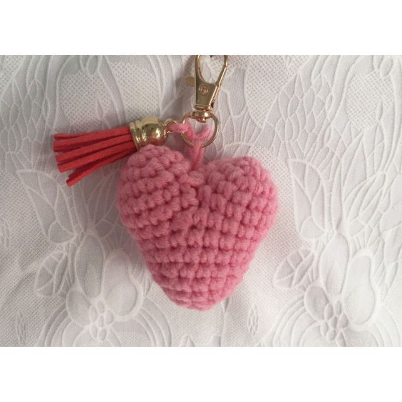 [Móc khoá len handmade] - Móc khoá trái tim bằng len - Móc khoá handmade-  Heart Key chain