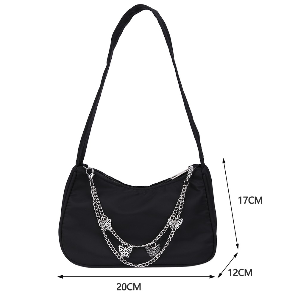 Fashion Women Pure Color Butterfly Chain Underarm Bag Small Hobos Handbag