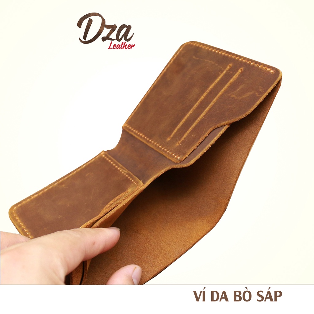 Bóp ví da bò sáp dáng đứng cao cấp cho nam phong cách vintage hiện đại sang trọng