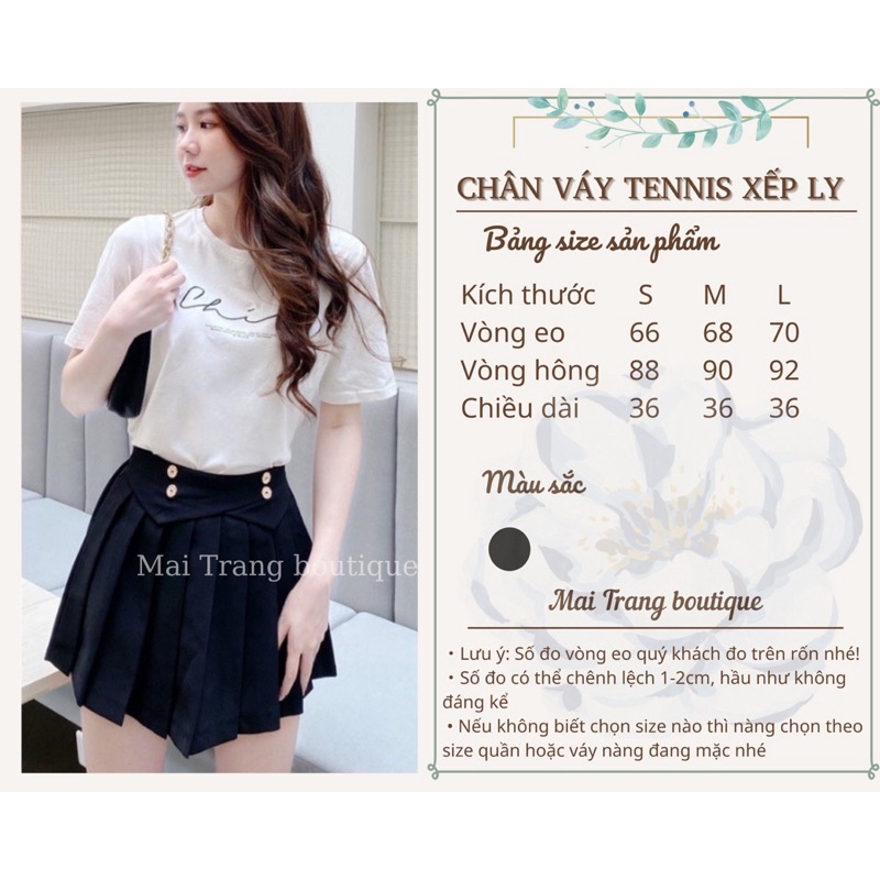 Chân váy tennis xếp ly lưng cao, Chân váy xếp ly ngắn chữ A dáng xòe có quần mặc trong loại đẹp –