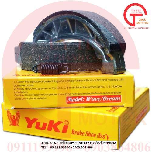 YUKI - BỐ THẮNG VÀNG YUKI - MÁ PHANH CƠ - XE HONDA CC: 50-70-100-110-125 DREAM, WAVE  ,UY TÍN, CHẤT LƯỢNG,GIÁ RẺ