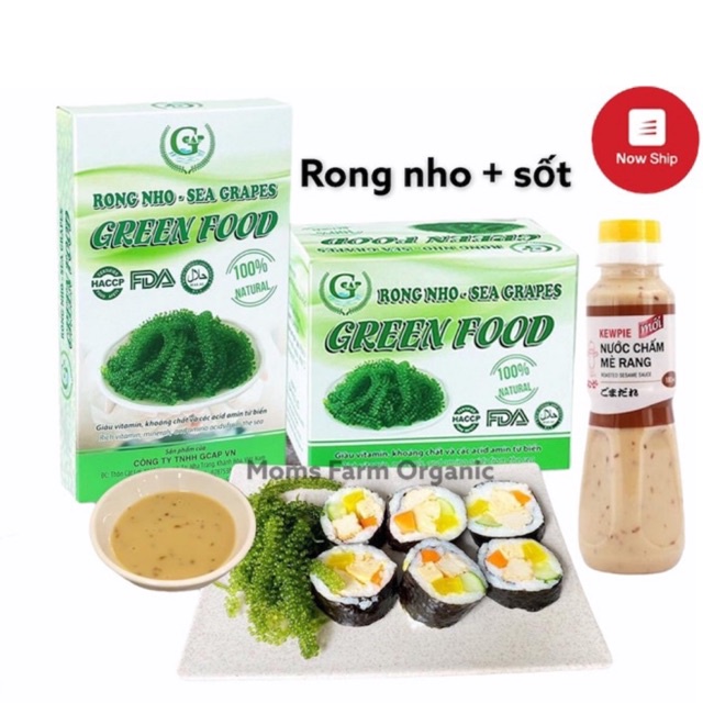 Rong nho biển hộp 200gram - Hộp 100gr ( 5 túi rong ) -Rong nho tách nước Green Food cao cấp