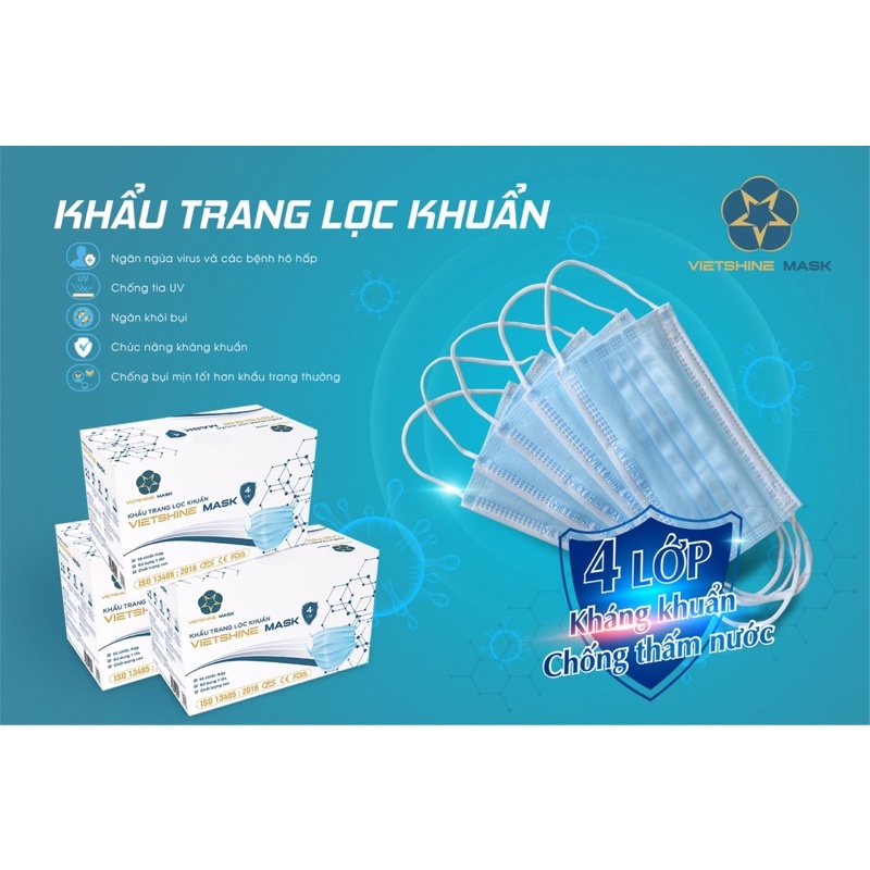 1K _1 CHIẾC Khẩu trang y tế màu NGẪU NHIÊN 4 lớp kháng khuẩn