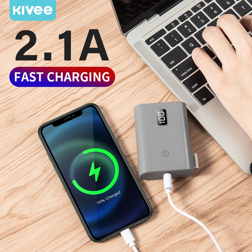 Sạc dự phòng KIVEE PF23P 10000mAh Macaron tích hợp 4 cổng sạc + đèn LED hiển thị nguồn cho iPhone Huawei Samsung Xiaomi