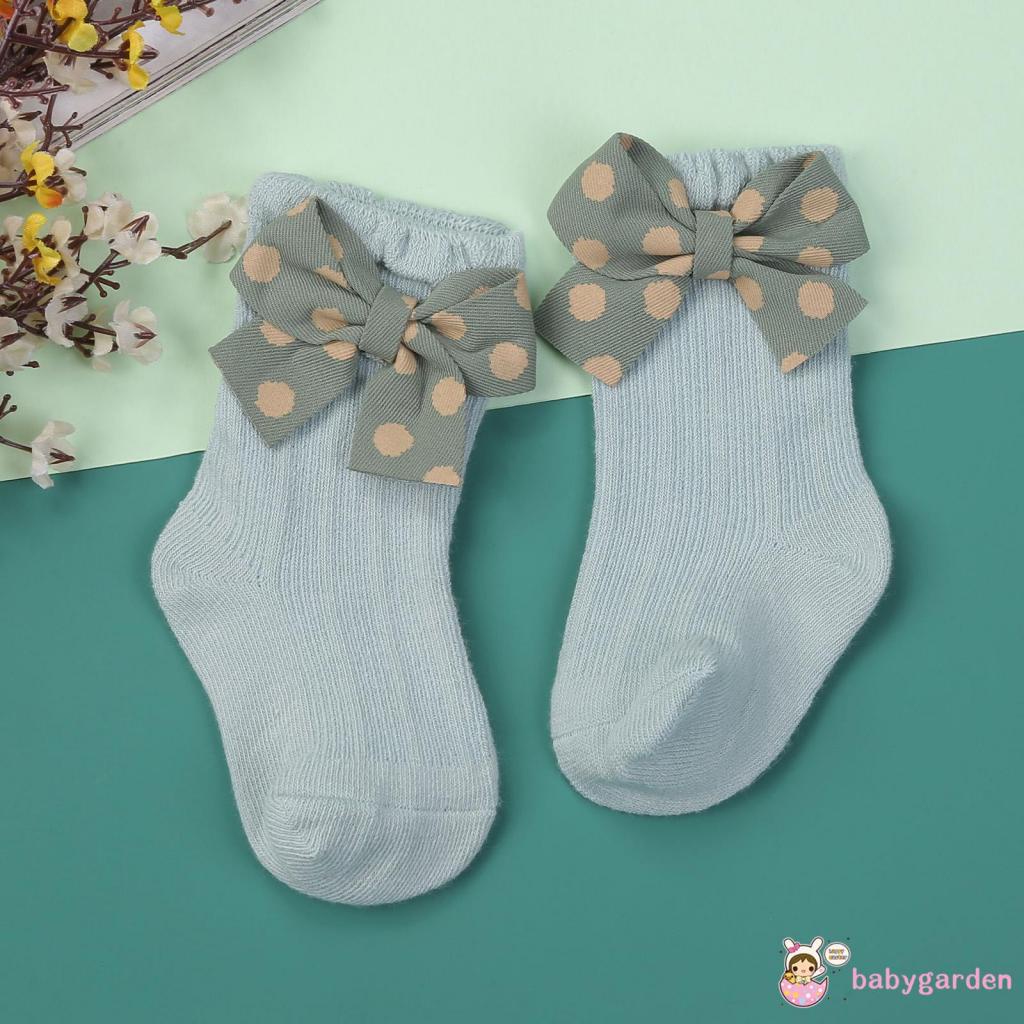 Vớ cổ cao phủ mắt cá chống trượt đính nơ cho bé gái 1-5 tuổi