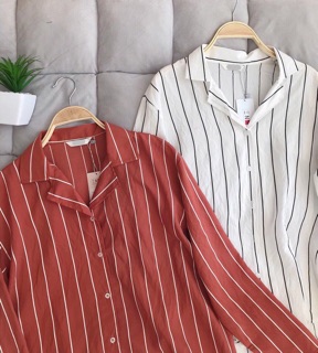 Áo sơ mi sọc cổ vest