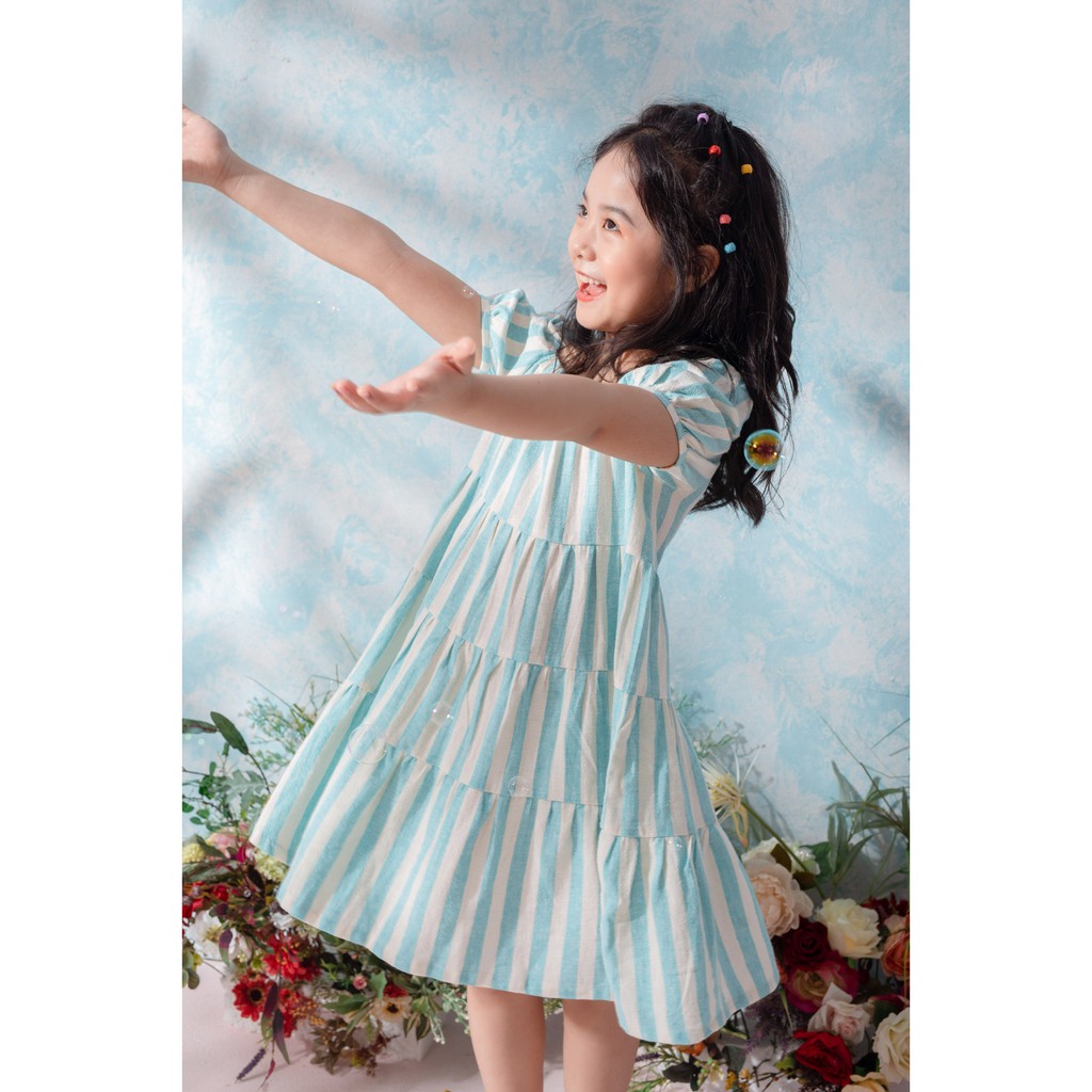 [LITTLE PINK] SUSANNE DRESS - Váy tay bồng chun vai bé gái