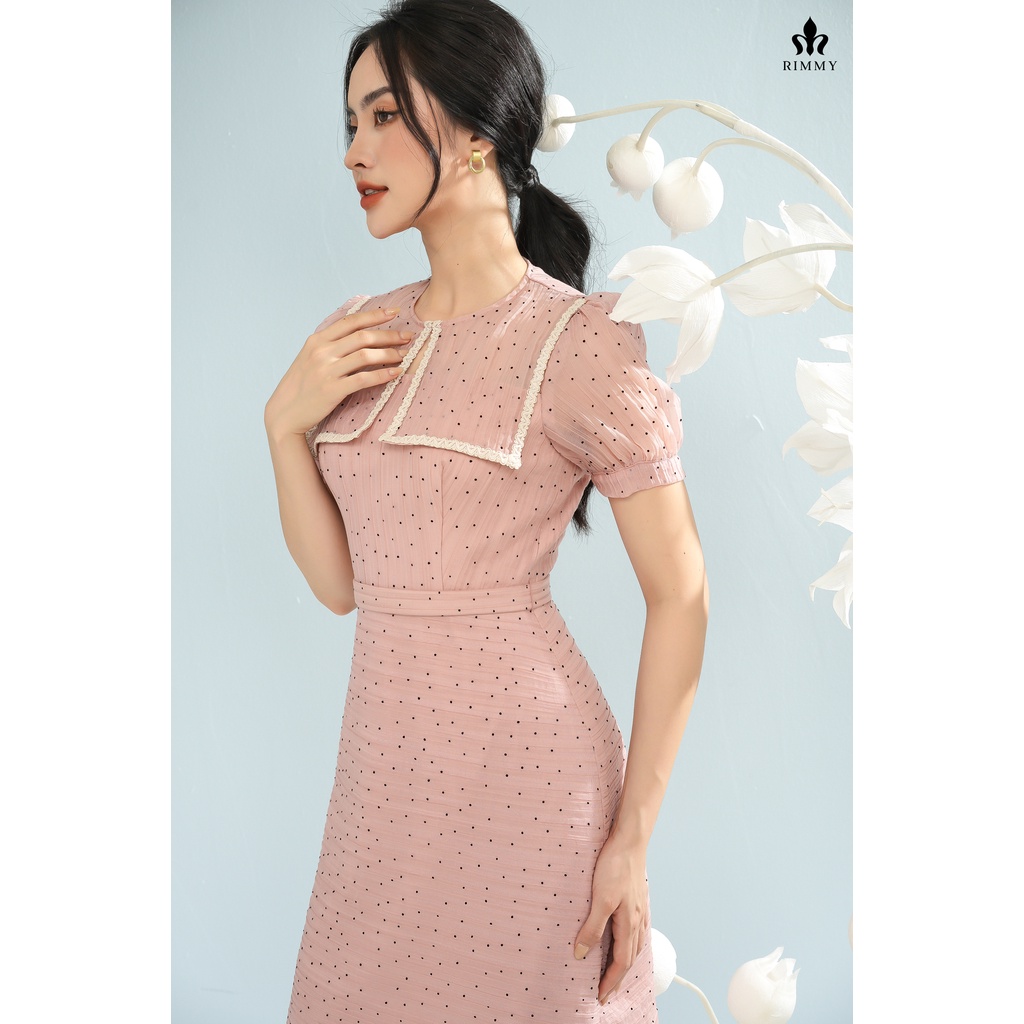 Váy thiết kế Rosy hồng chấm bi Rimmy [VA03-0422]