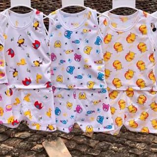 Bộ cotton hình cộc tay cho bé