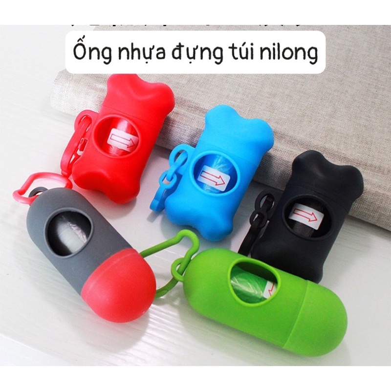 Ống xương đựng túi nilon hốt phân chó mèo, cho thú cưng tiện lợi tặng kèm 1 cuộn rác
