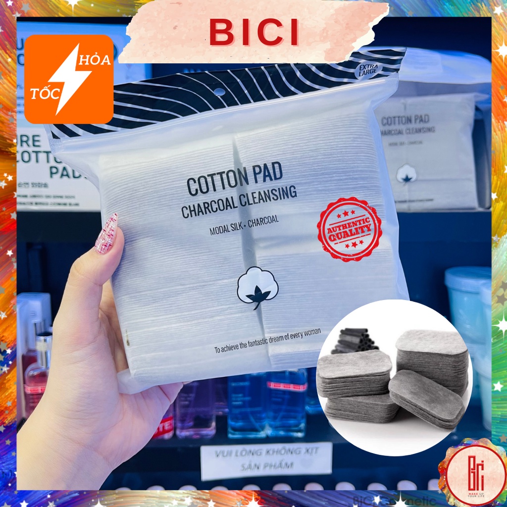 Bông Tẩy Trang Miniso Cotton Pad Charcoal Cleansing 220 pcs