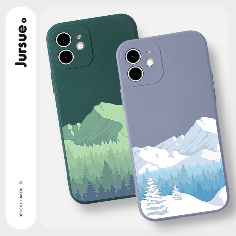 Ốp lưng JURSUE mềm chống sốc viền vuông hình dễ thương đẹp Cho iPhone 13 12 11 Pro Max SE 2020 X XR XS 8 7 ip 6S 6 Plus Y2125