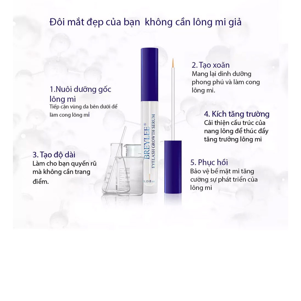 [Hàng Mới Về] BREYLEE Tinh Dầu Tăng Trưởng Mi Dưỡng Lông Mi Giúp Mọc Mi Nhanh Chống 0.15 fl.oz