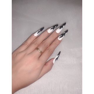 [Nail Box] móng úp thiết kế ngọn lửa rắc nhũ