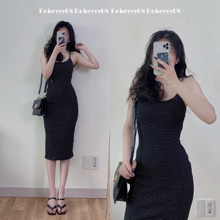 Váy body cổ yếm kẻ 567