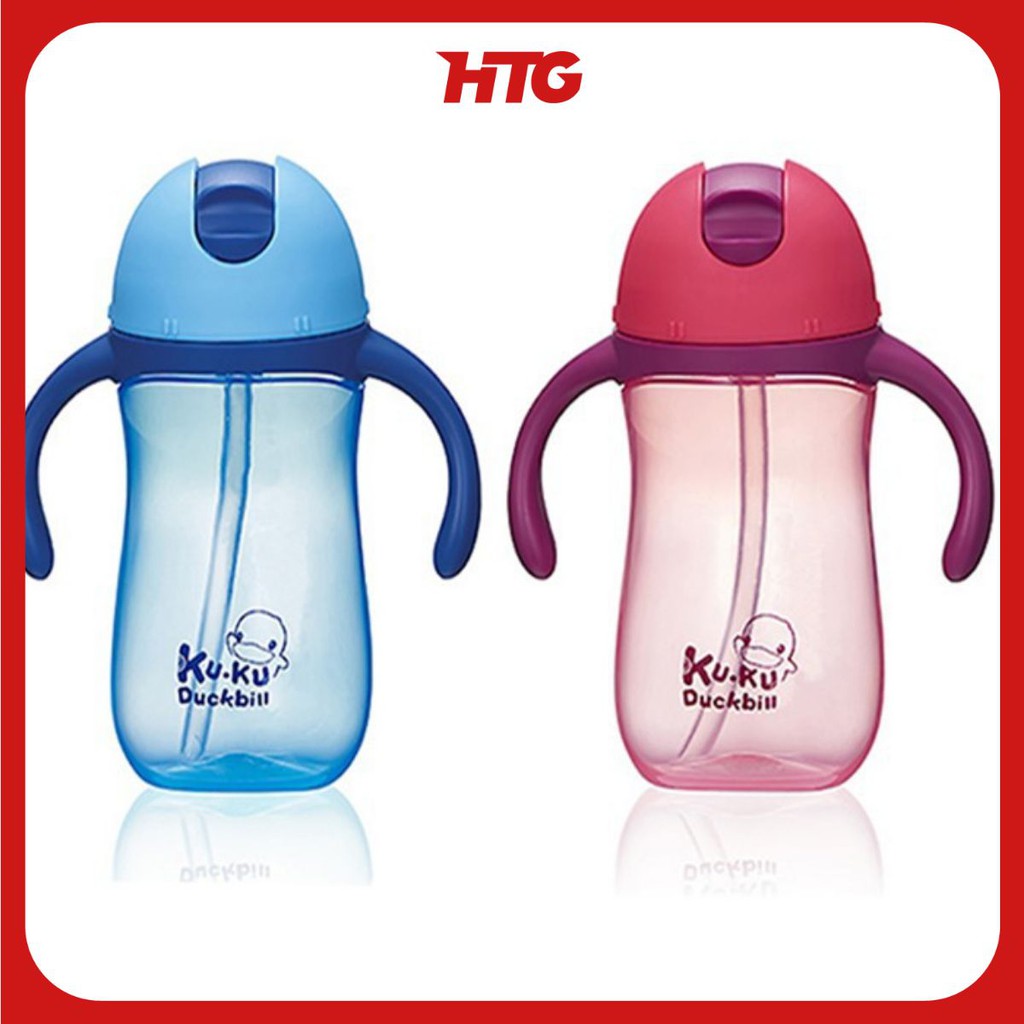 Bình uống nước nhựa có tay cầm cho bé Kuku Duckbill – 260ml được làm bằng chất liệu nhựa PP cao cấp
