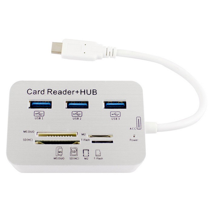 Bộ Chia USB 3 Cổng 3.0 + Đầu Đọc Thẻ Nhớ Đa Năng - HUB USB 3.0/3.1 + Card Reader 5/10 Gbps