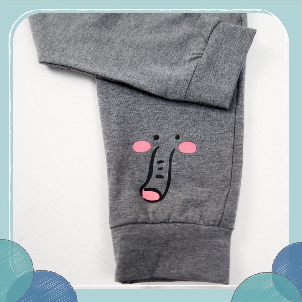 Bộ Mompa Cotton dài tay gấu teddy màu trơn viền tay cao cấp thấm hút tốt cho bé trai bé gái MP807