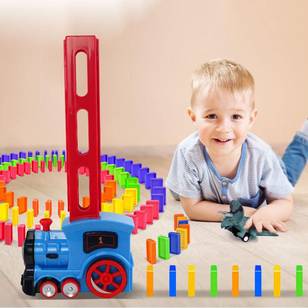Bộ Đồ Chơi Xe Lửa Domino REBUY1 Nhiều Màu Sắc Có Đèn Và Nhạc Giáo Dục Cho Bé DIY