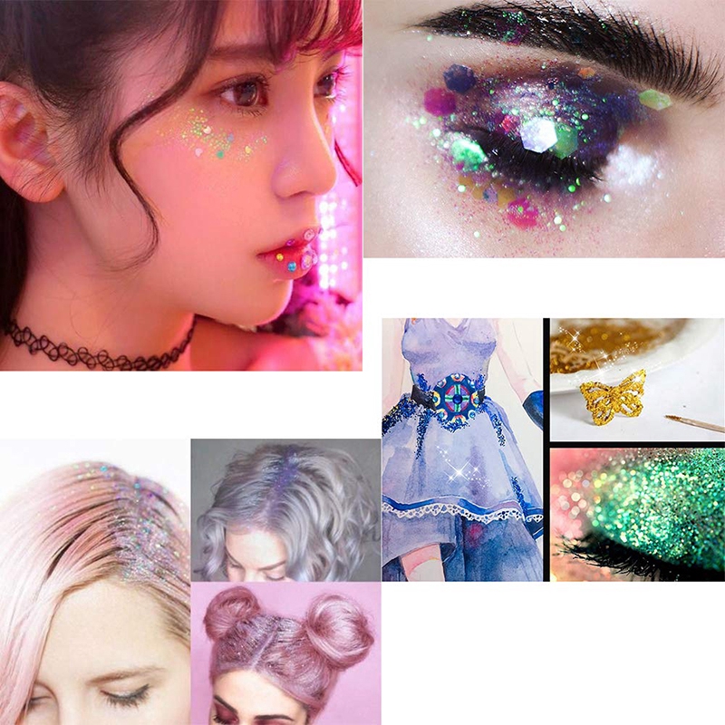 [Hàng mới về] Bộ 4 lọ bột kim tuyến siêu mịn siêu mỏng dùng trang trí móng tay